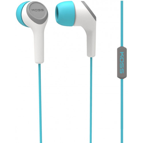 Наушники KOSS KEB15i White/Turquoise, Mini jack (3.5 мм), вакуумные, микрофон на проводе, кабель 1.2